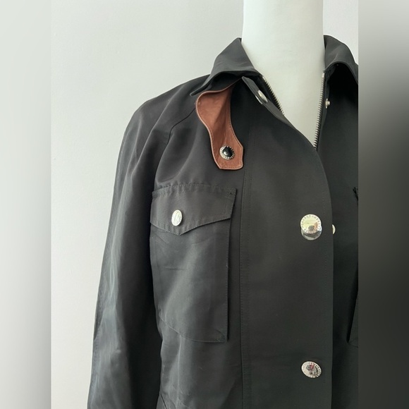 Lauren Ralph Lauren Women’s Poly Jacket Lamb Leather Trim Zip Black Size Medium - Picture 2 of 12